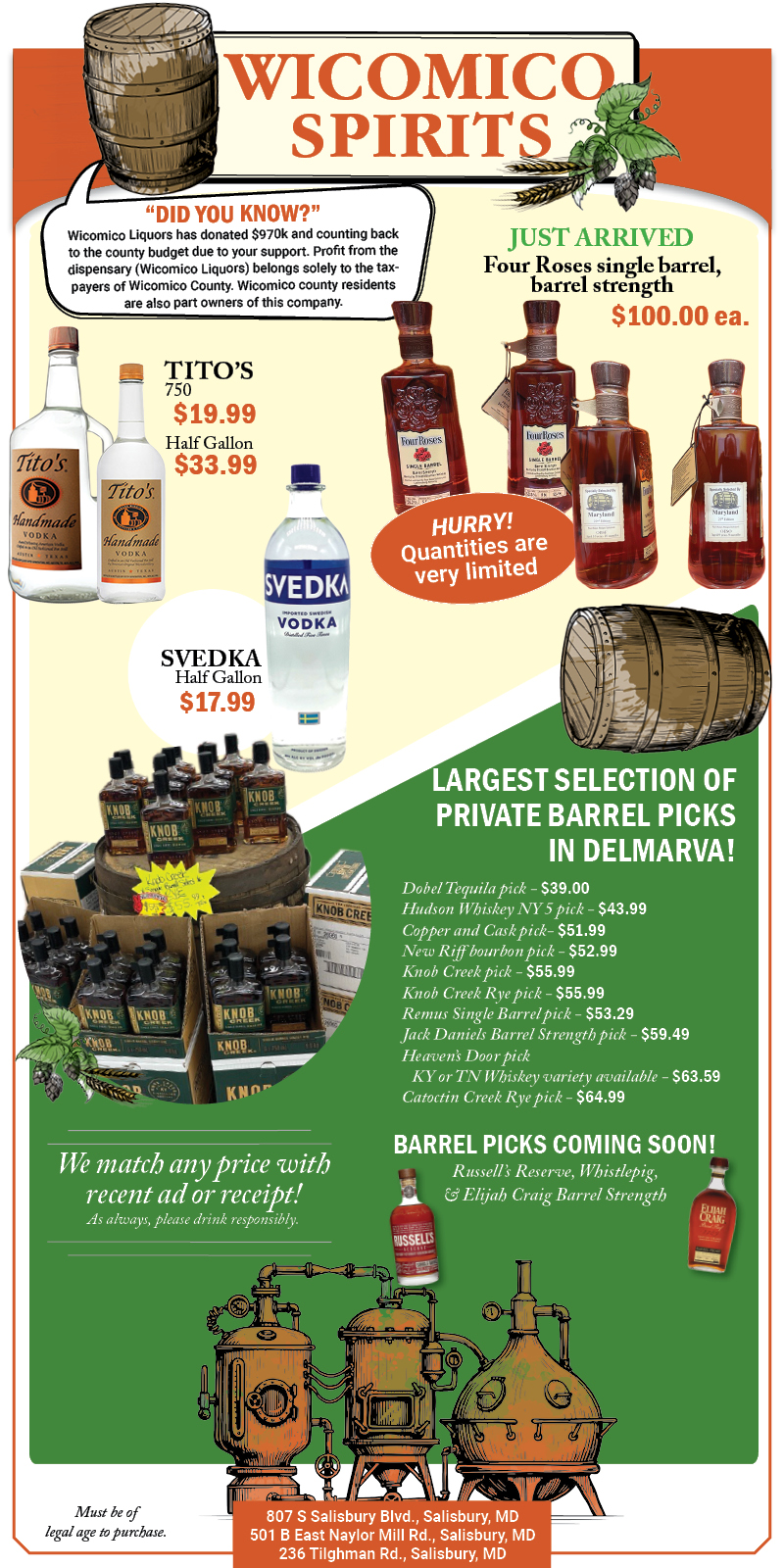 Current Wicomico Spirits Specials
